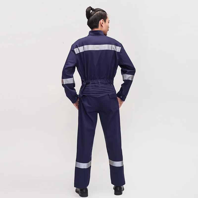 Men Cotton Work Protective Coveralls Reflective Strip Jumpsuit Factory Labor Overalls Multi-pocket Worker Repairman Uniforms 007