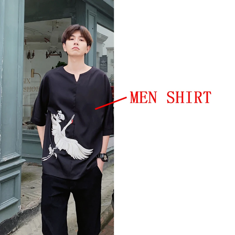Men shirts Традиционное японское кимоно модное кимоно в традиционном стиле платье вышивка черный китайский костюм Тан пара азиатская одежда SL1334 - Цвет: Men shirts