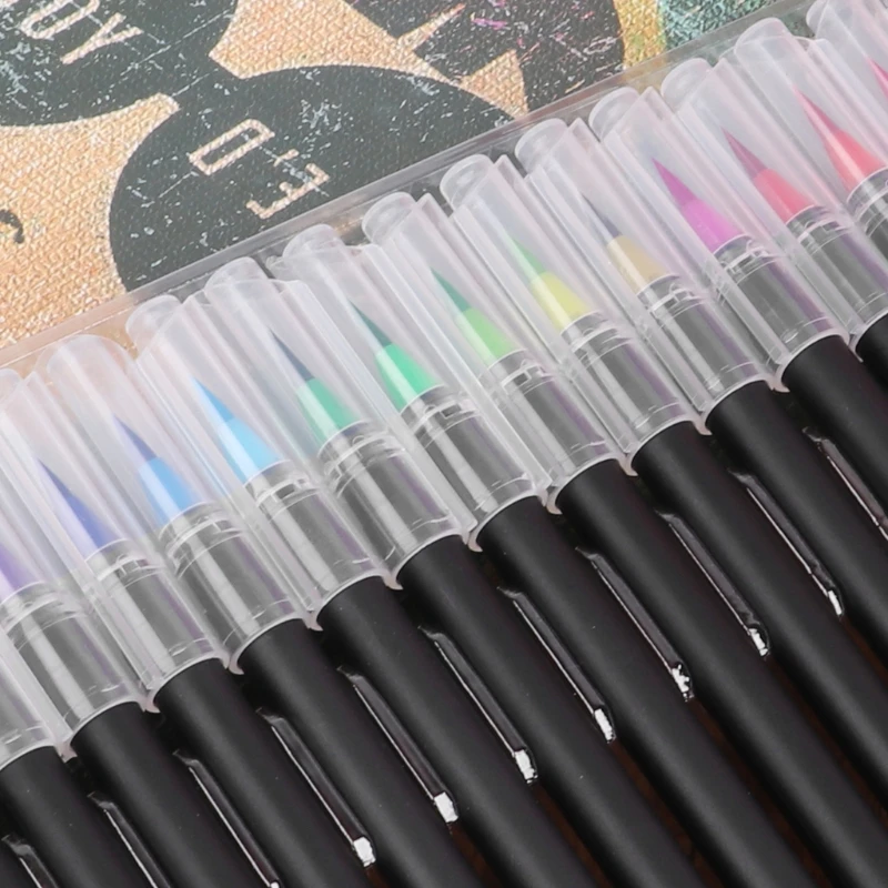 20 шт Кисть для письма каллиграфия мультяшная ручка цветной мягкий Канцелярский набор водяных чернил