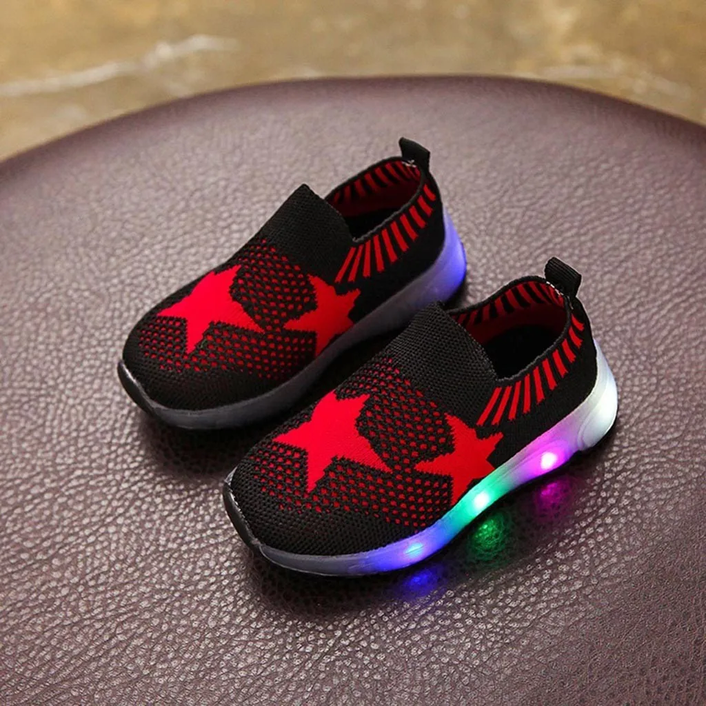 Детские сетчатые светящиеся спортивные кроссовки для бега со звездами для маленьких мальчиков и девочек, повседневная обувь, Новое поступление