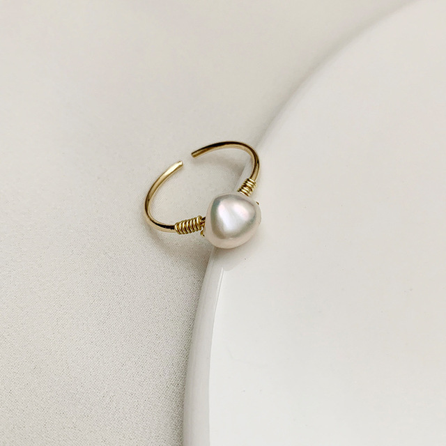 Big Geometric Pearl Paved Rings For Women 2021 New Jewelry Personality Statement Open Ring Adjustable Bijoux