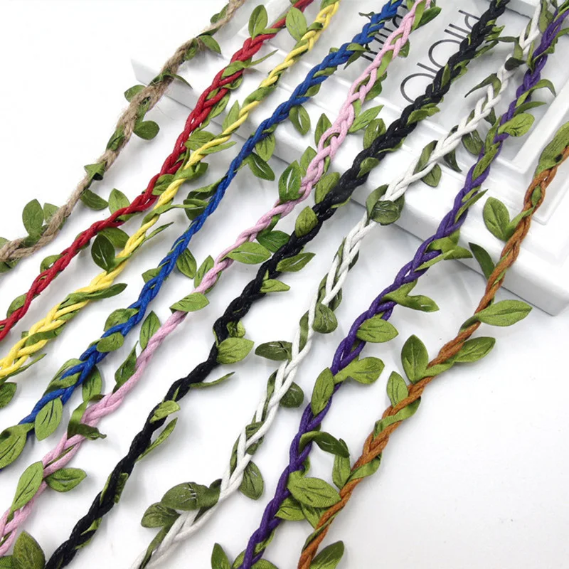 10 м зеленые листья украшенные веревкой ленты кружевные украшения упаковка