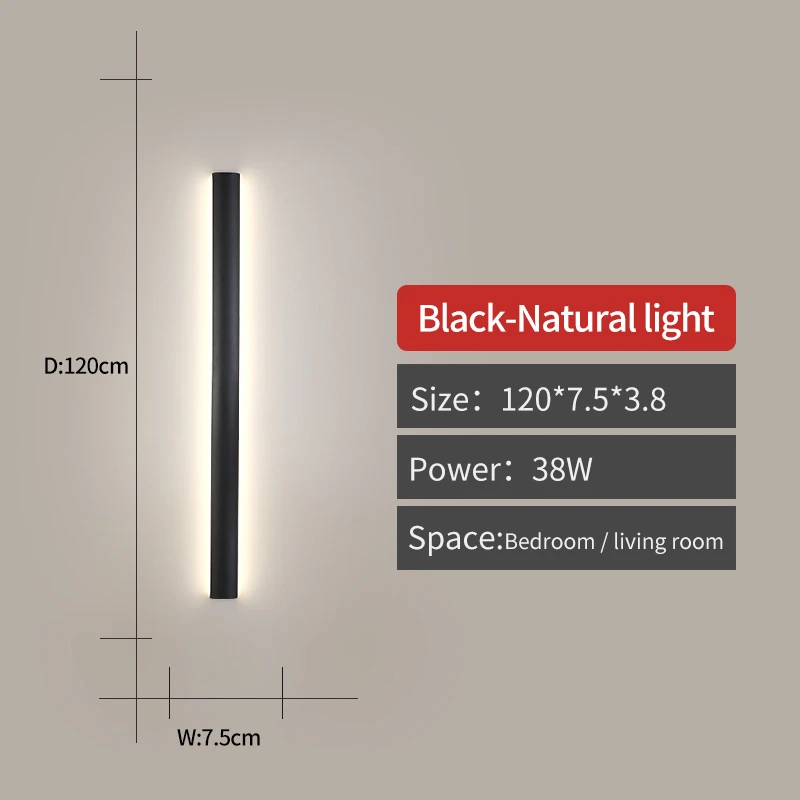 Wall lamp linear LED extreme simple strip lamp Nordic minimalist living room sofa background wall bedroom bedside lamp wall mounted bedside lights Wall Lamps