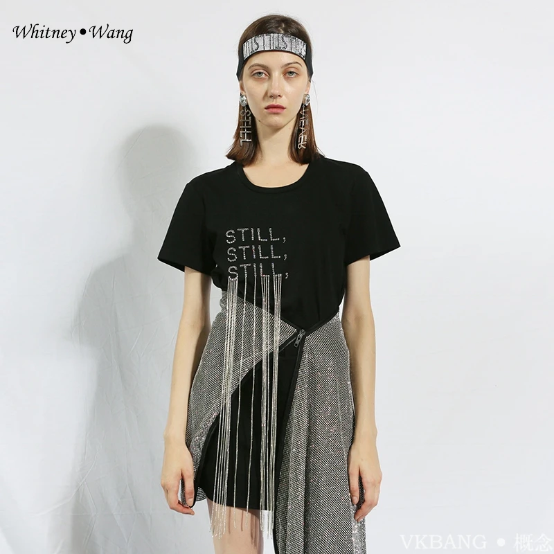 Футболка WHITNEY WANG весна-лето 2020 модная уличная одежда футболка с бахромой и