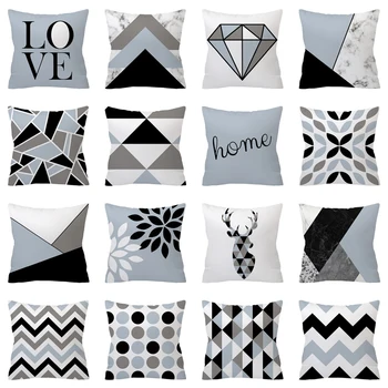 

Nordic cushion cover polyester printing pillowcase blue geometric pillowcase office waist cushion cover 45 * 45 home decor