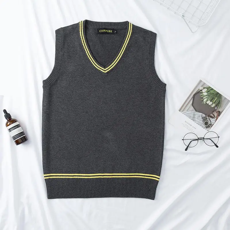 Sleeveless Sweater Vest School Uniforms V-neck Knitted Vest Japanese School Uniform for British School Boys And Girls Students