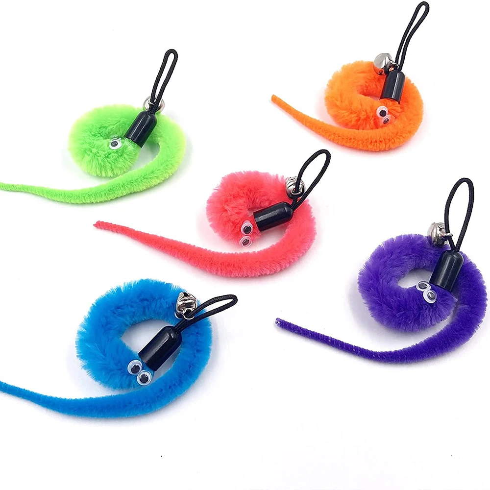cat balls Cat Wand Toys Refills 5/10PCS Squiggly Worms Replacements Cat Fishing Pole Assorted Teaser Refills with Bell for Cats Kitten cat toys