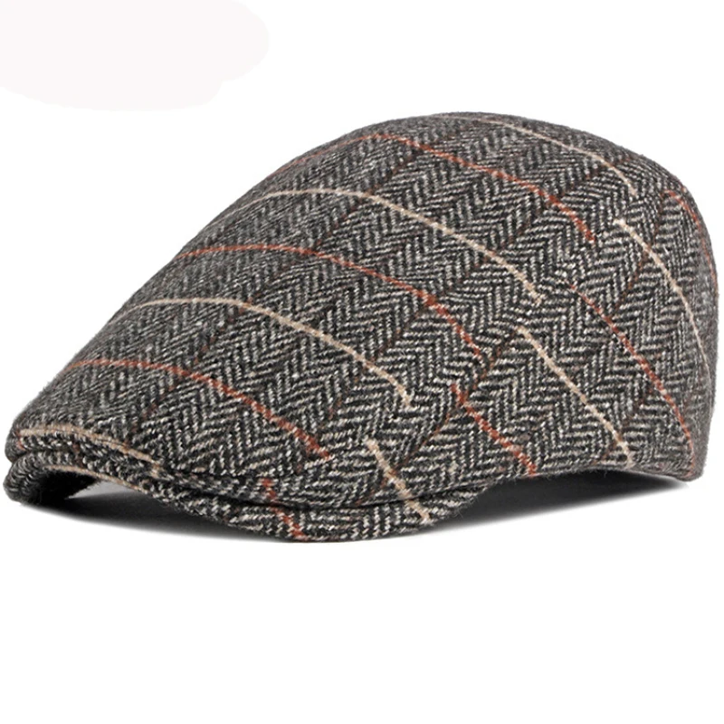 leather beret hat mens Tweed Plaid Beret Cap for Men's Casual Newsboy Caps Men France Flat Cap Fashion Peaked Cap Ivy Gatsby Hat Peaky Blinder wool beret mens Berets