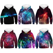 Худи для мальчиков и девочек с объемным изображением звездного неба и Вселенной туманности; осенний свитер с капюшоном; пальто для мальчиков; детская одежда; пуловер с длинными рукавами; топы