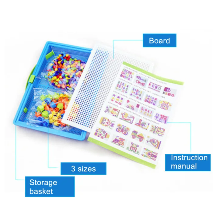 Мозаика Pegboard детская развивающая игрушка 296 шт гриб пазл для ногтей обучение по головоломкам игрушки GQ999
