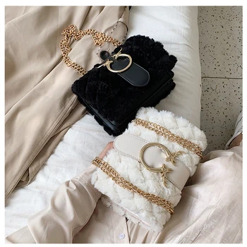 

QUDAI Bags For Women's 2020 High Quality Velvet Female Handbag Designer Chain Shoulder Crossbody Bag Fashion Women Messenger Bag