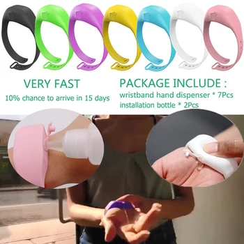 

7pcs Silicone Hydroalcoholic Gel Holder Children Sanitizing Dispenser Refillable Wristband Hand Dispenser Disinfectant Bracelet
