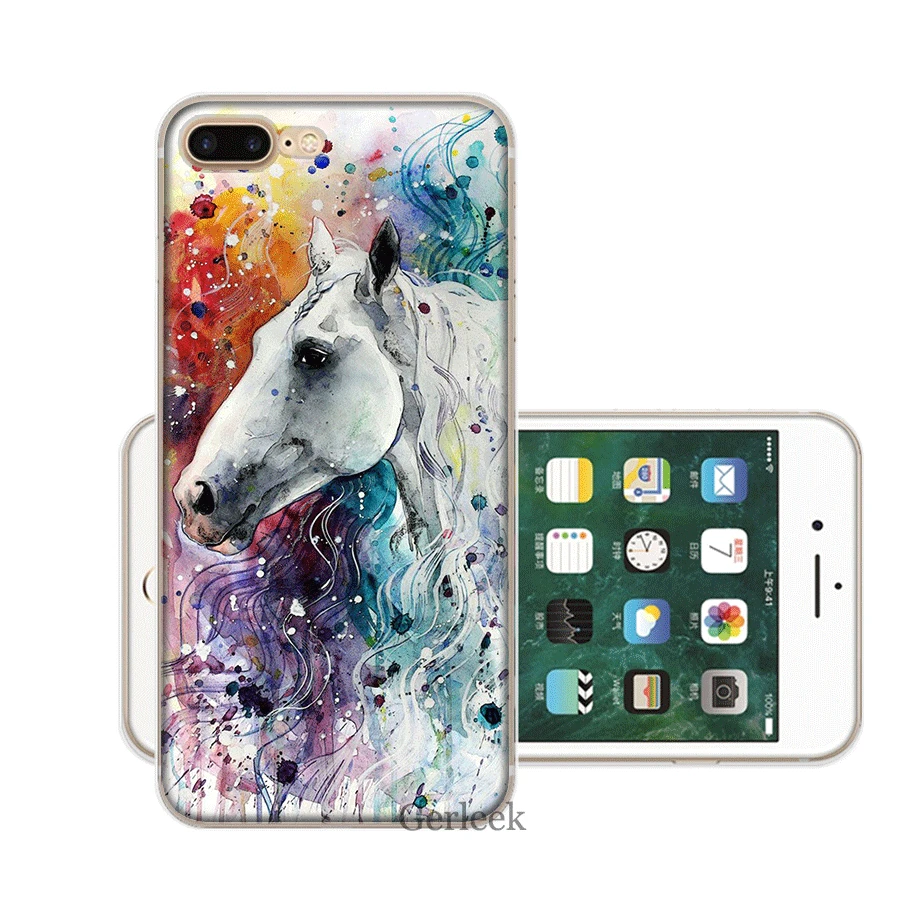 Чехол для мобильного телефона iPhone 11 Pro 6 6s 7 8 P Lus iPhone XR X XS Max 5 5S SE Shell Акварельная Лошадь Картина маслом жесткий чехол - Цвет: H6