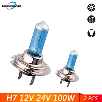

Modoao 1 pcs Super White Halogen Bulb H1 H3 H4 H7 H8 H11 9005 12V 55W 5000K Quartz Glass Car Headlight Lamp