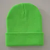 Plain Knit Skull Hats Men Women Cuffed Beanie Cap Stretchy Lightweight Acrylic Yarns Neon Yellow Neon Green Orange Brown Black ► Photo 2/6