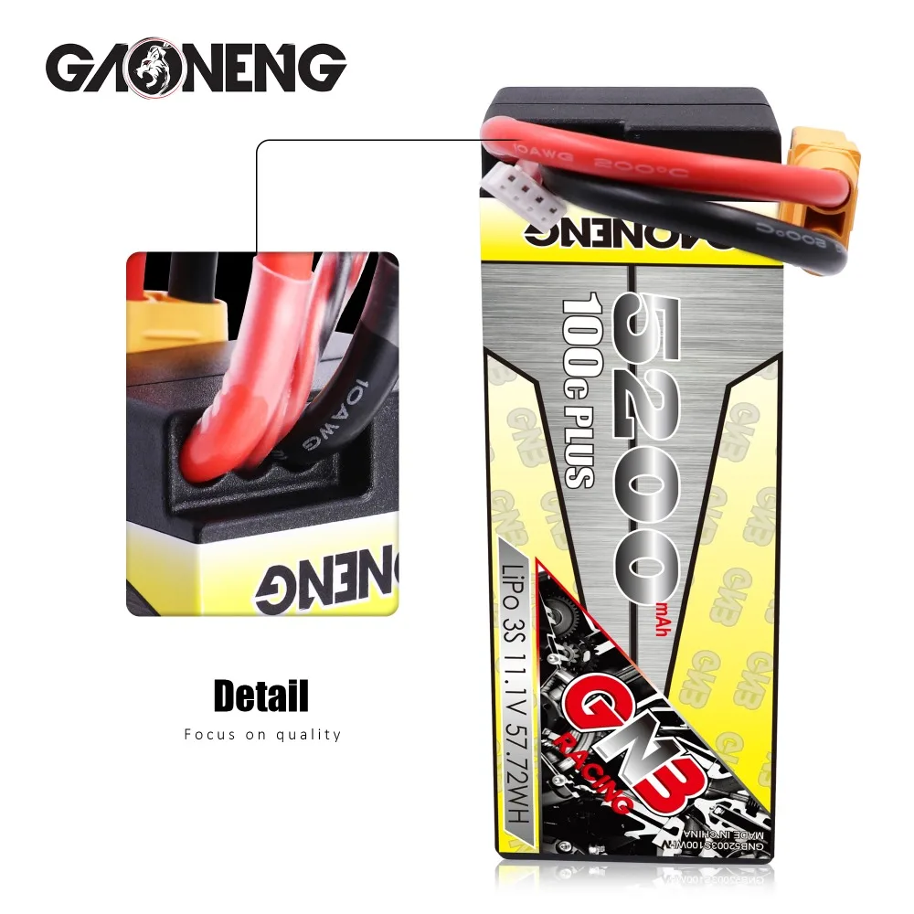 Gaoneng 5200mAh 3S1P 11,1 V 100C/200C Hardcase LiPo аккумулятор с разъемами XT60 T Разъем для RC автомобиля четыре привода RC автомобиля лодки