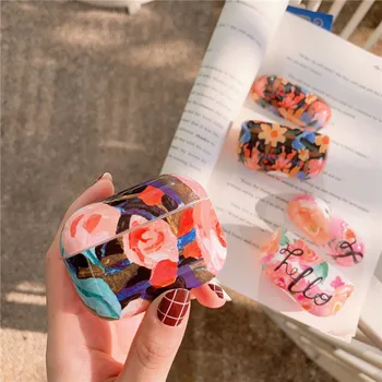 

rose Flora Pattern case For AirPods Pro Case luxury Oil painting flower Hard PC headphone Protective cover For Air pods PRO 3