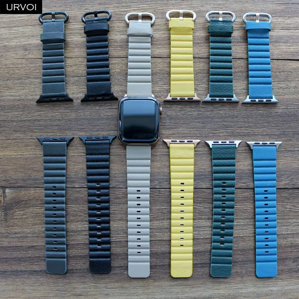 URVOI ремешок для Apple Watch 5 4 3 2 1 pu кожаный ремешок для iWatch 40 44 мм Современная Классическая Пряжка conforatble feel