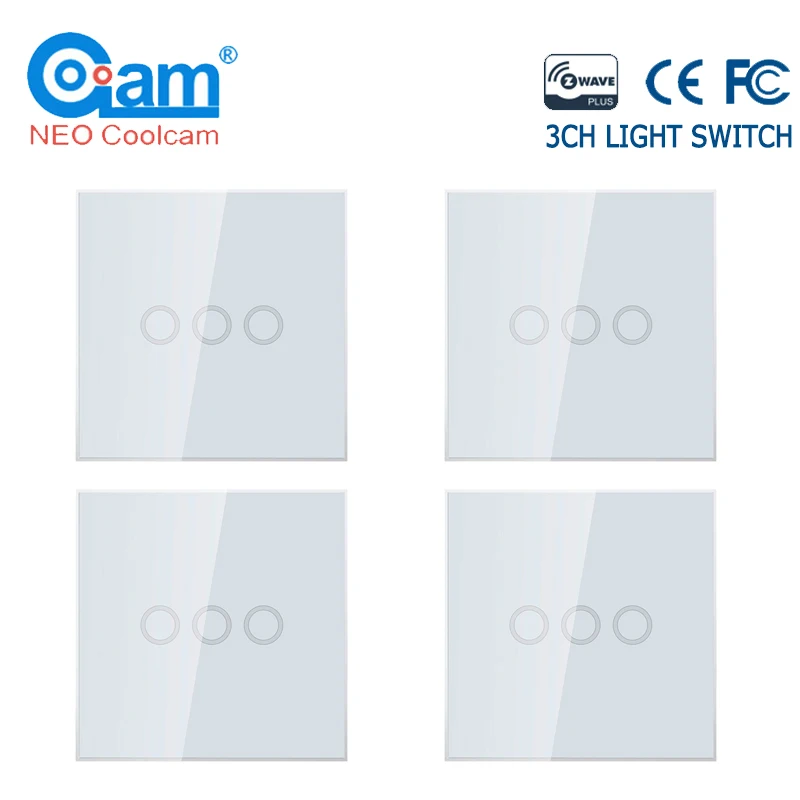NEO COOLCAM 4 шт./лот Z wave Plus 3 Gang EU 868 МГц настенный выключатель света домашняя