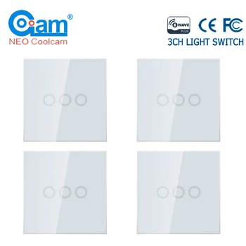 

NEO COOLCAM 4PCS/lot Z-wave Plus 3 Gang EU 868.4MHZ Wall Light Switch Home Automation Wall Light Switch Touch Control