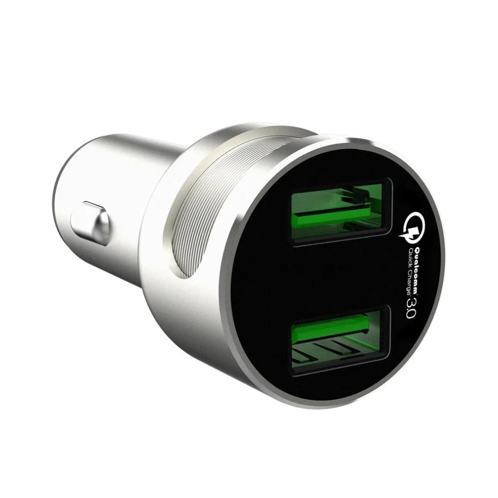 Автомобильное USB зарядное устройство из сплава, прочная быстрая зарядка 3,0, 2 порта, USB быстрое зарядное устройство для телефона, универсальное автомобильное зарядное устройство