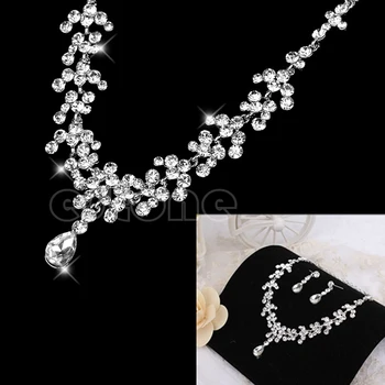 

Charm Wedding Bridal Rhinestone Necklace Earring Set New U90E