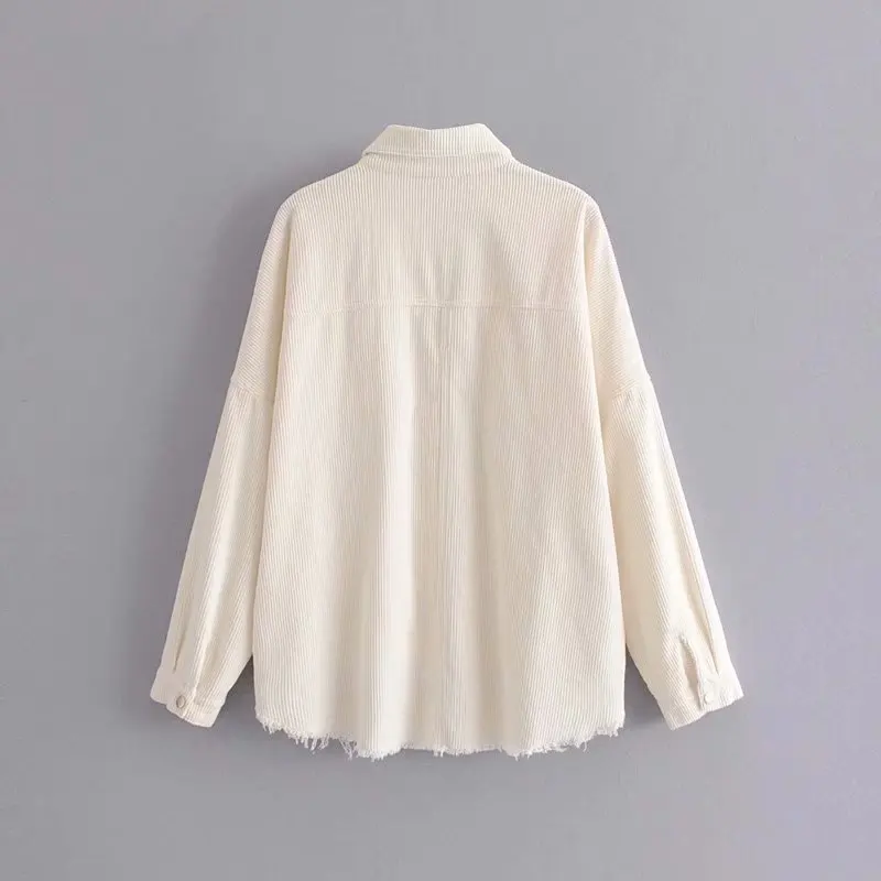 Белая Вельветовая куртка винтажная куртка с кисточками на пуговицах женское Свободное пальто осенне-зимняя женская верхняя одежда