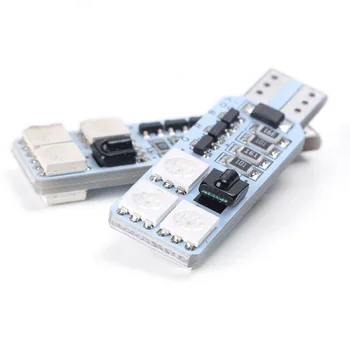 

2pcs Car LED Light Indicator RGB T10-6SMD 5050 Atmosphere Strobe Lamps Bulb Set