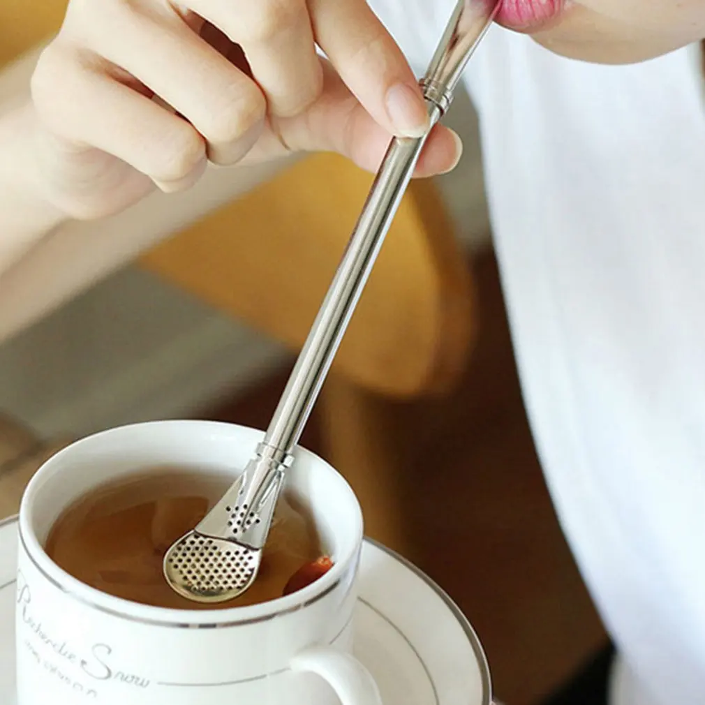 Нержавеющая сталь соломенная ложка Чайный фильтр Yerba mate трубочки для чая Тыква многоразовые чайные инструменты барные аксессуары