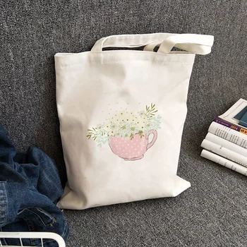 

Tote Bag FLOWER Handbag Custom Print Logo Daily Use DIY Canvas Eco Reusable Recycle Text Shopping Bag Custom Print Logo