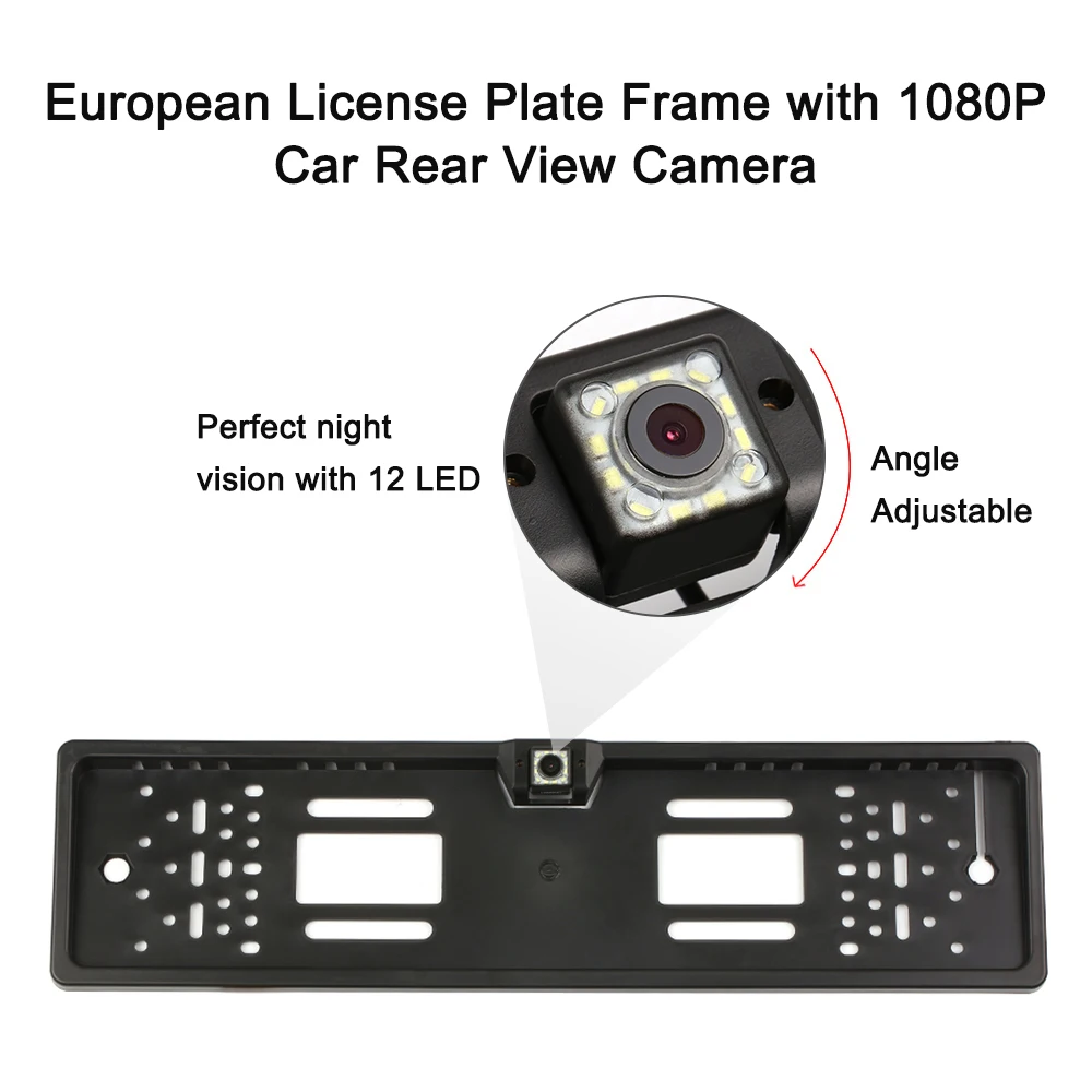 Европейская Рамка для номерного знака, запасная камера 12 Светодиодный 1080P FHD 170 градусов, Автомобильная камера заднего вида IP68 с ночным видением, новое поступление