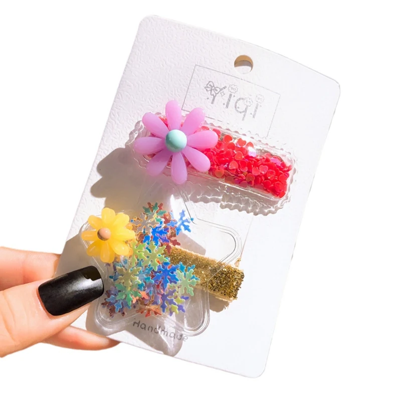 

Hair Pin Children's Flower Rabbit Star Crown Love Hairpin Set Cute Girl Baby Clip Summer Accessories Quick Sand Sequins