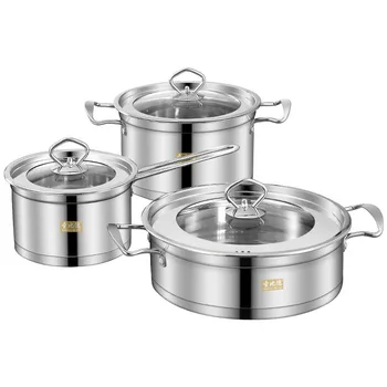 

Luxury Thicken Stainless Steel Cooking Pots Set Royal Metal Kitchen Cookware Set Design Jogo De Panelas Modern Home Decor EC50TZ