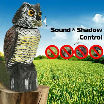

New Halloween Owl Decoy 360° Rotate Head Sound & Shadow Control Repel Pest Bird Crow Scarecrow Party DIY Funny Decoration