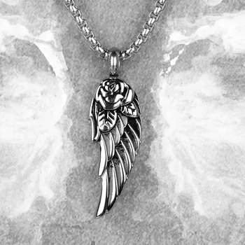 

Rose Wings Animal Mens Long Necklaces Pendants Chain Punk Hip Hop for Boy Male Stainless Steel Jewelry Creativity Gift Wholesale