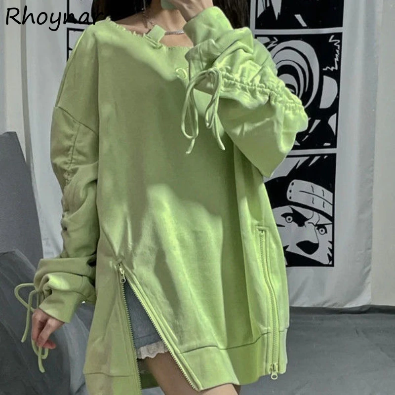 

Свитшоты для женщин, модная новинка, крутая Осенняя винтажная шикарная универсальная Повседневная Уличная одежда на молнии в Корейском стиле для подростков