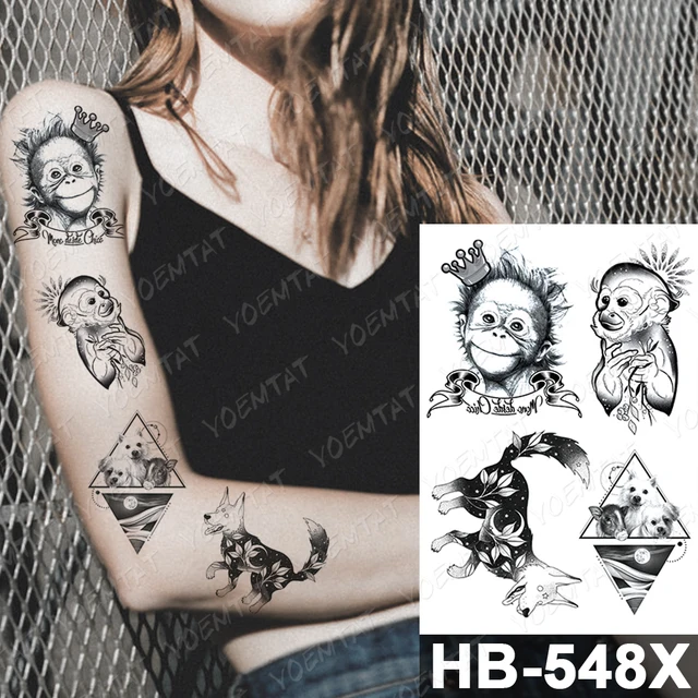Waterproof Temporary Tattoo Sticker Dark Old School Moth Butterfly Flash Tattoos Snake Rose Body Art Arm Fake Tatoo Women Men 05-HB548X