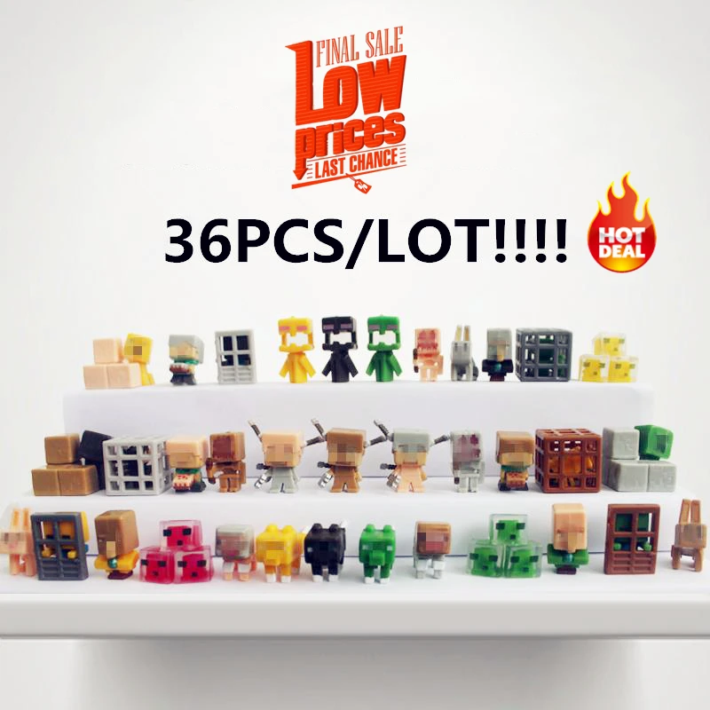 36 шт./лот Minecraft Игрушечная модель установить более символов вешалка фигурки 3D модели головоломки Коллекция игрушек для детей Лидер продаж # E