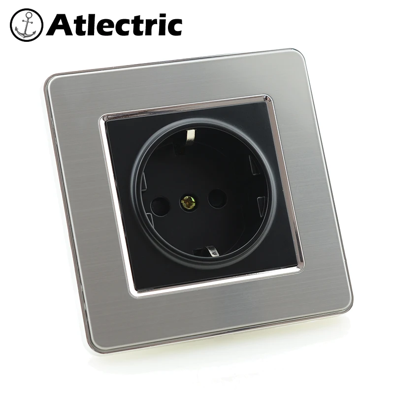 Atlectric EU/DE/Русский Стандарт разъем питания разъем заземления из нержавеющей стали панель двойной разъем электрическая розетка 146 мм* 86 мм розетки,socket