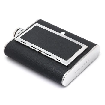 

6oz Stainless Steel Flagon Cigarette Case Dual-purpose Hip Flask Barware Drinking Leak Proof Alcohol Whiskey Outdoor Wine Bottle