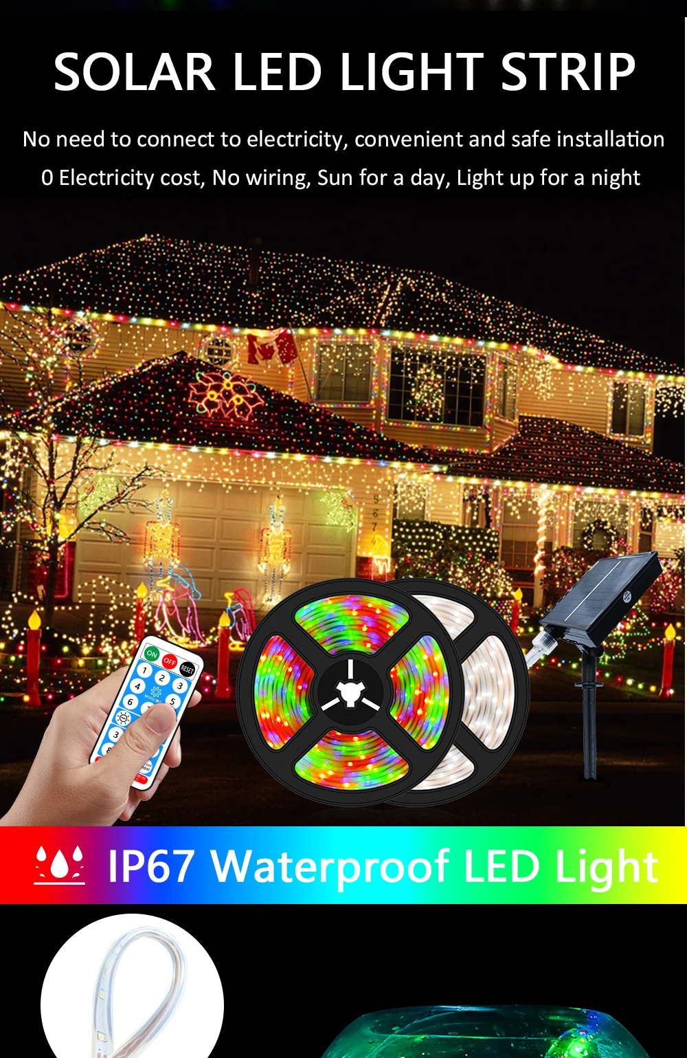 Solar Led Light Strip Outdoor Lights LED Strip Garden 5M/240leds String Lights LED Solar Street Garland For Garden Decoration