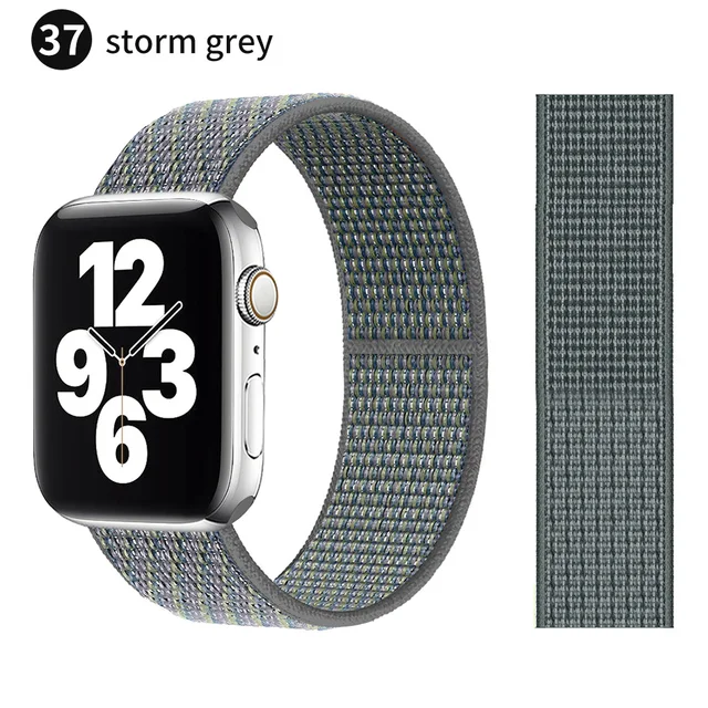 Nylon Strap for Apple watch series 7 band 41mm 44mm 40mm 42mm 38mm smartwatch wristband belt sport loop bracelets iWatch 3456 se Storm Grey