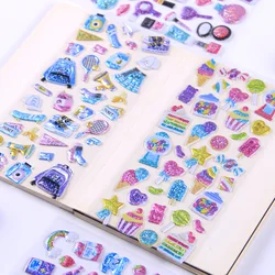 Autocollants à bulles gonflables 3D, 4 pièces/ensemble, dessin animé imperméable, autocollants Laser pour bébé, jouet pour enfants, garçons et filles, cadeaux de fête d'anniversaire 