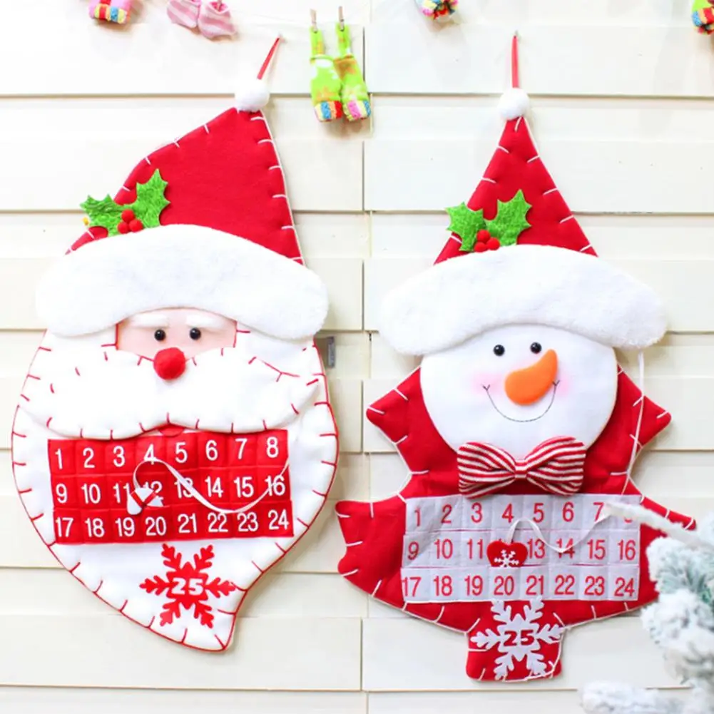 

2020 New Christmas Flannel Cloth 3D Hanging Advent Calendars Home Wall Advent Countdown Calendars For New Year