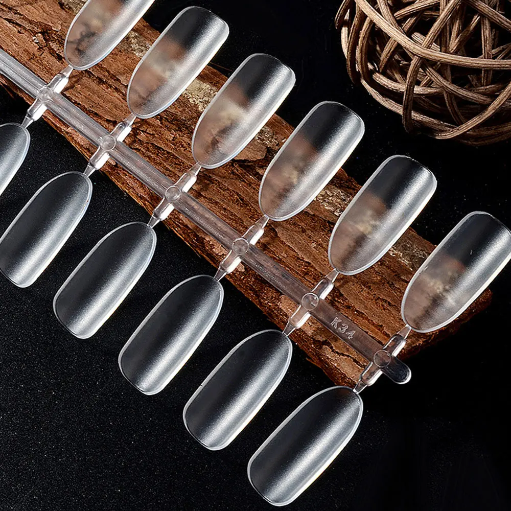 480pcs Nail Short Painted Black Transparent Color Card Scrub Swatch Nail Art Manicure Tip Accessories