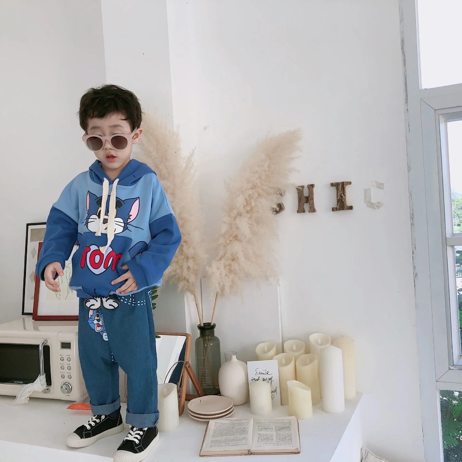 Tonytaobaby/осенне-зимняя одежда новая детская одежда хлопковая толстовка с капюшоном для мальчиков и девочек