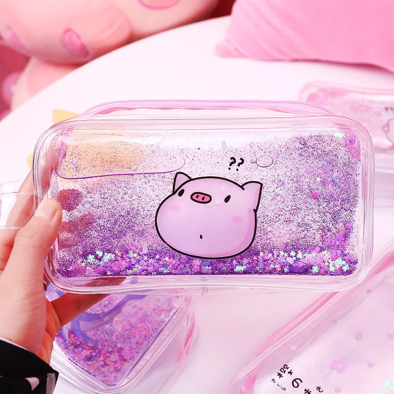 

Quicksand Transparent Makeup Organizer Handbag Waterproof Cosmetic Storage Bag Purse High Quality Female Storage Make up Cases