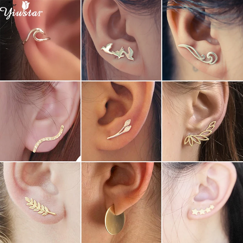

Lo nuevo en moda de yiustar joyería pendientes de onda fina para mujer romántico escalador de orejas simples aretes de estrella pendientes regalos