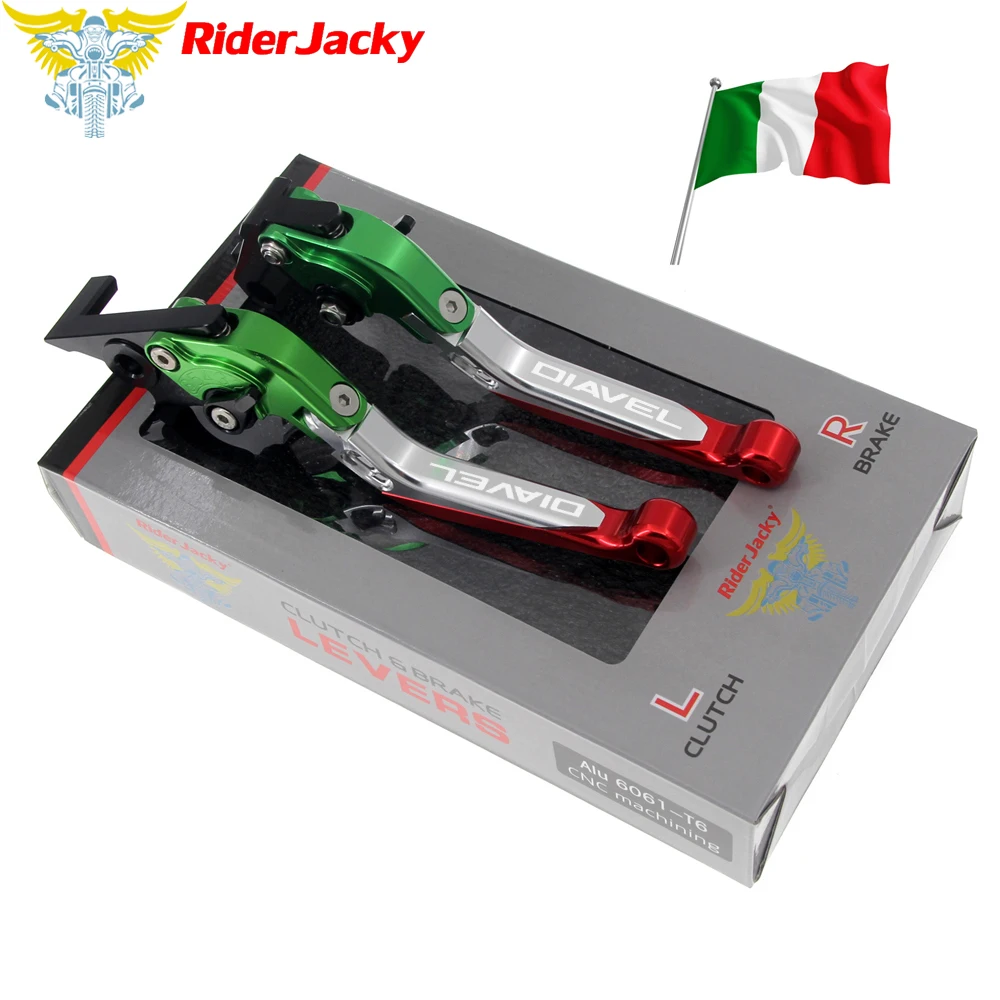 

Italy Flag color For Ducati Diavel/Carbon 2011-2019 15 2016 2017 2018 Motorcycle CNC Folding Extendable Brake Clutch Levers