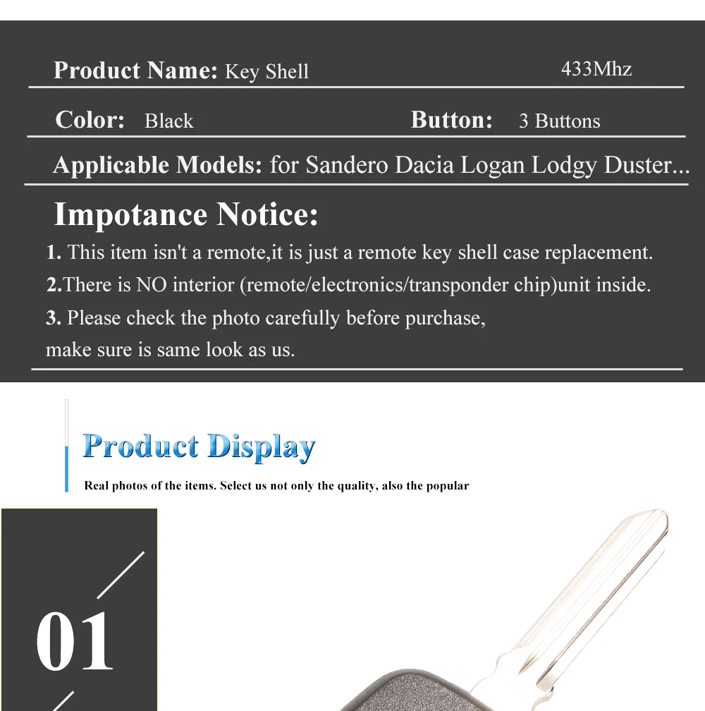 Keyforkess 3 pulsanti telecomando per auto portachiavi Shell per Renault Dacia Duster 2013 2014 2015 2016 -2018 HU136te VAC102 portachiavi sostituisci 8 Keyforkess 3 pulsanti telecomando per auto portachiavi Shell per Renault Dacia Duster 2013 2014 2015 2016 -2018 HU136te VAC102 portachiavi sostituisci - Hcb7d7369223044e484b37d358a7b11b36